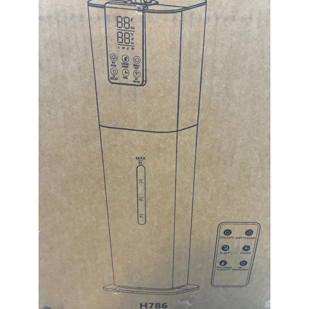 Hiswelle H786 Ultrasonic Cool Mist Humidifier 8L 2.1 Gal Black Tower with Remote